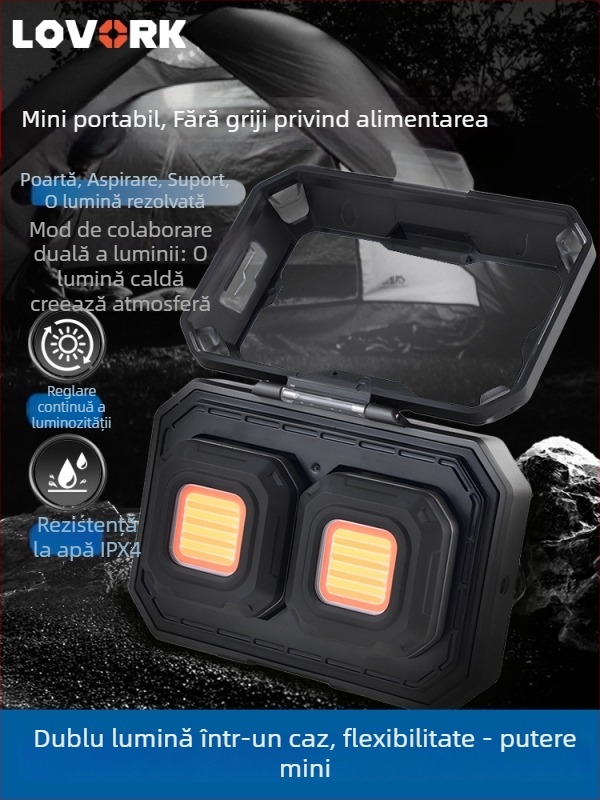 Lampă LED pentru camping cu design modular și două lămpi, lanternă de completare reîncărcabilă