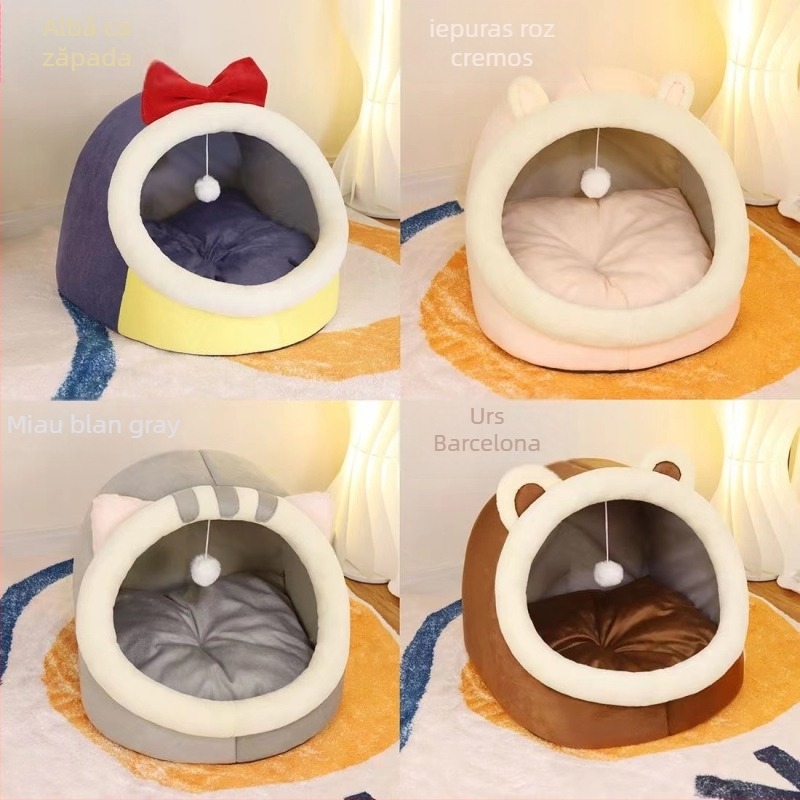 Cuib pentru pisici – bumbac PP, origine Jiangsu, pentru pisici, cu design semi-închis și cald