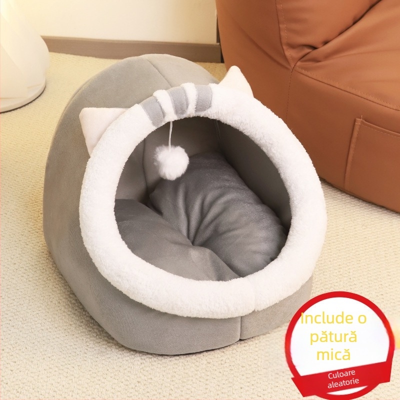 Cuib pentru pisici – bumbac PP, origine Jiangsu, pentru pisici, cu design semi-închis și cald