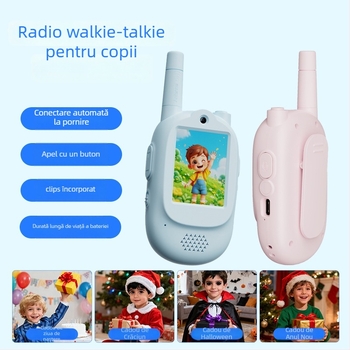 Interfon video pentru copii cu afișaj, dual canal, până la 1,5 km, baterie litiu 1000 mAh