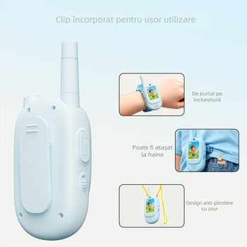 Interfon video pentru copii cu afișaj, dual canal, până la 1,5 km, baterie litiu 1000 mAh