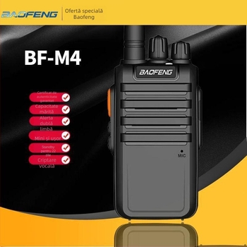 Baofeng BF-M4 walkie-talkie portabil, 5W, 400-470MHz, 16 canale, baterie de 5800mAh, standby de 22 de zile