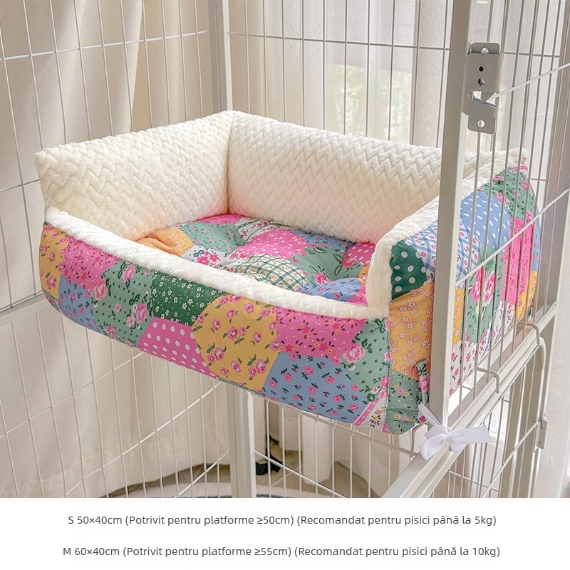 Saltea specială pentru cușca pisicii, încălzire de iarnă, cuib pentru pui și spațiu de odihnă, platformă moale, întărită pentru iarnă — Material: pluș; Origine: Germania; Marcă: Xinji; Lavabilă; Montaj liber