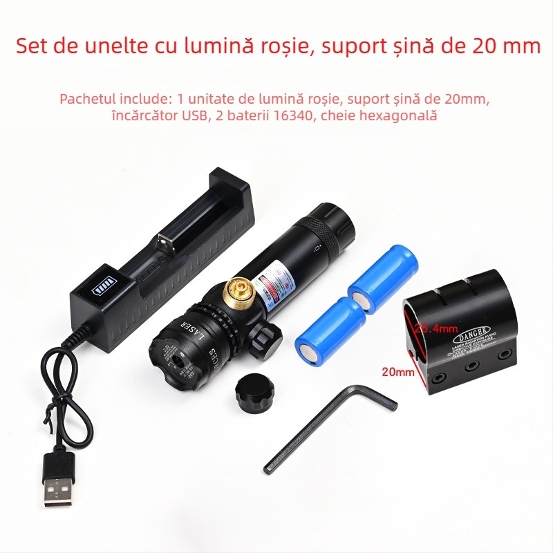 Vizor laser verde cu clemă pe țeavă, profil redus, anti-seismic, reglaj pe două axe