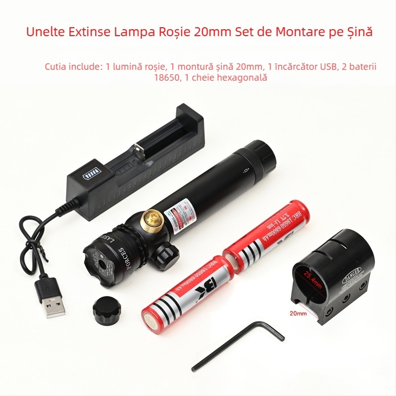 Vizor laser verde cu clemă pe țeavă, profil redus, anti-seismic, reglaj pe două axe