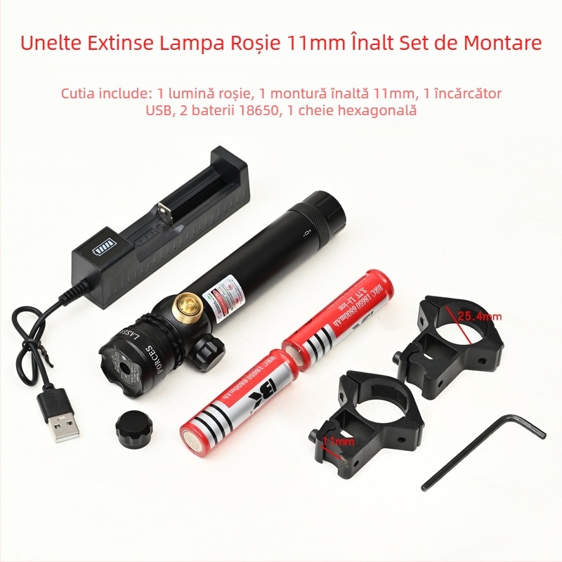 Vizor laser verde cu clemă pe țeavă, profil redus, anti-seismic, reglaj pe două axe