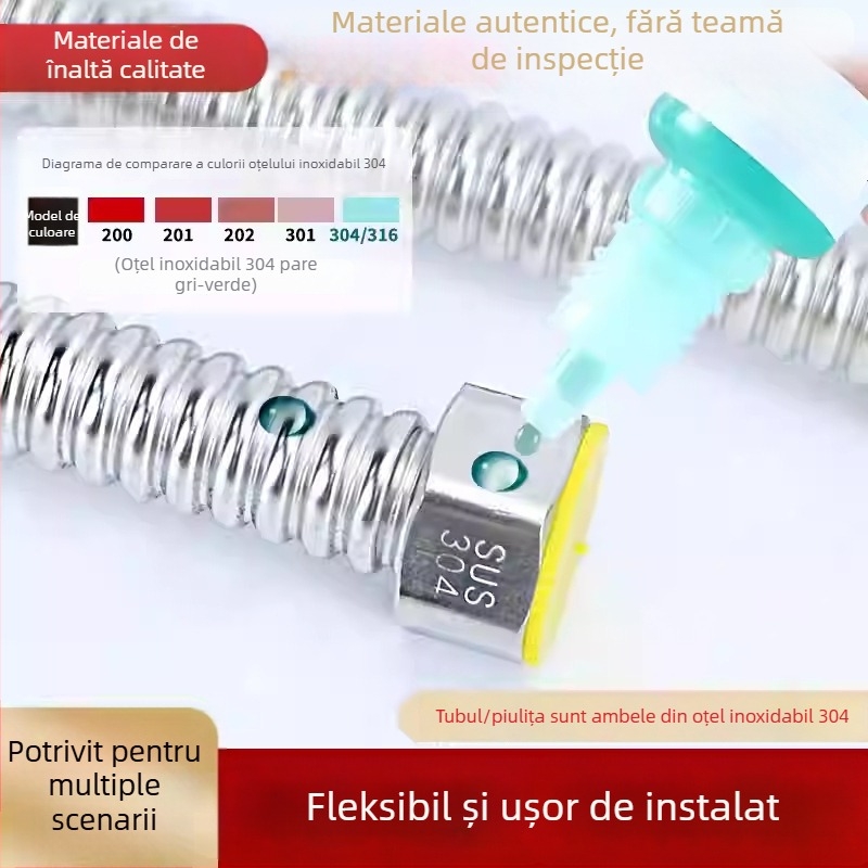 Conductă ondulată din oțel inoxidabil 304 pentru intrarea apei în boiler | 1.6 MPa | 0–90°C | montaj manual