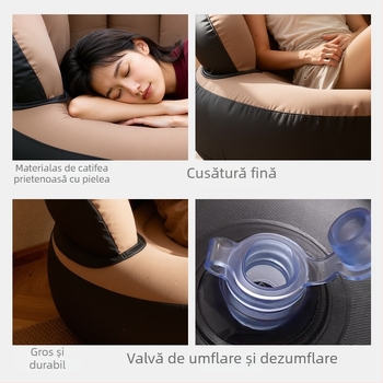 Canapea gonflabilă individuală din PVC pentru utilizare în casă, birou și exterior; portabilă; potrivită pentru bebeluși, copii și adulți; greutate 900 g