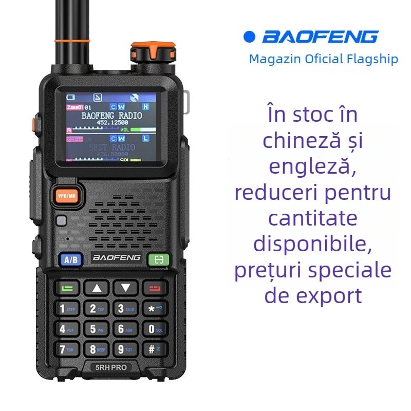 Baofeng UV-5RH PRO radioreceptor portabil cu poziționare GPS, încărcare Type-C, 10W putere, 640 canale, afișaj încorporat