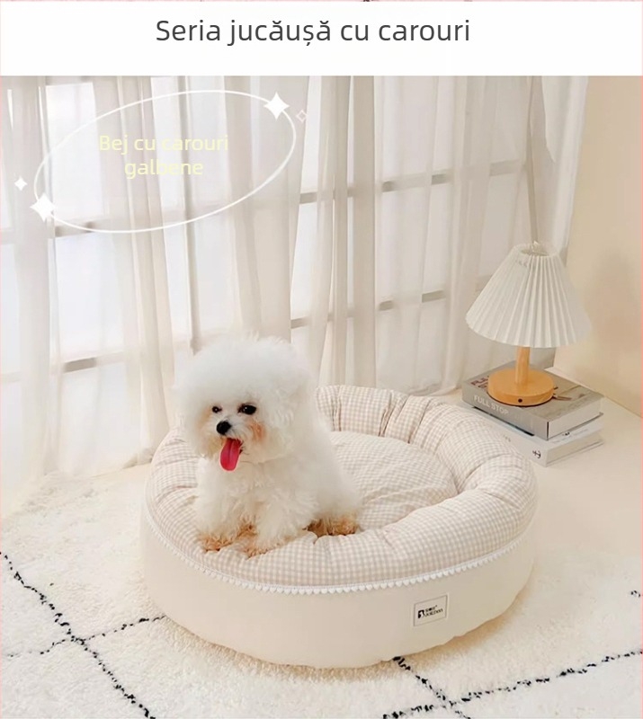 Polaroid cuib pentru animale de companie pentru câini – pat pentru toate anotimpurile, detașabil și lavabil, material textil