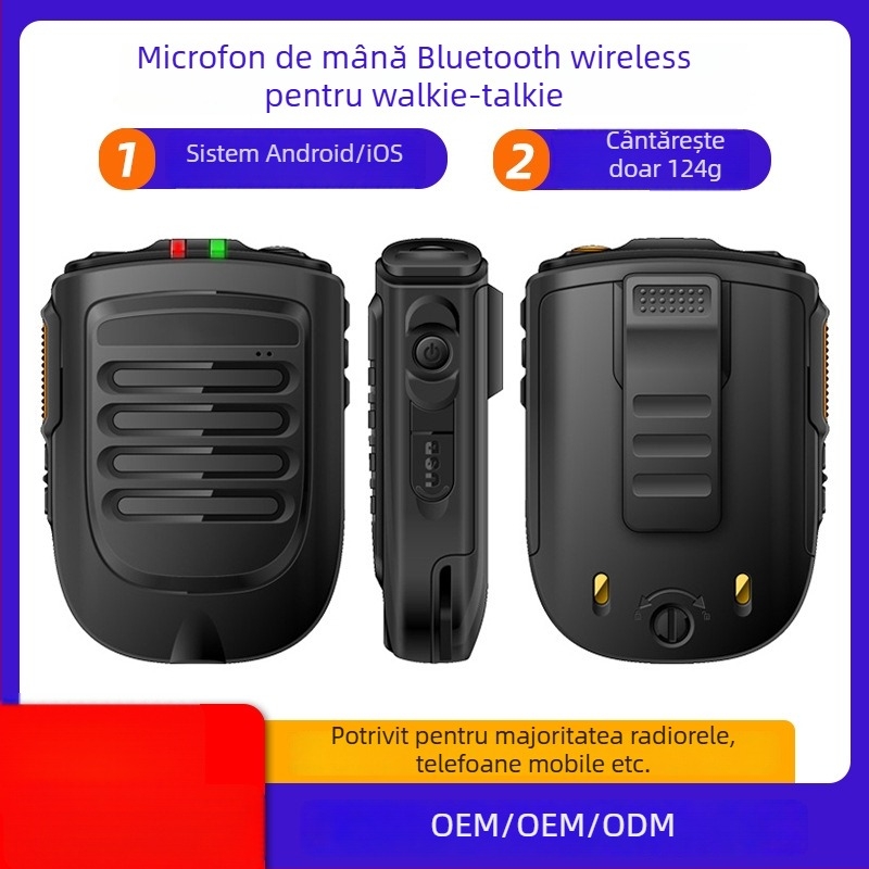 Microfon intercom wireless Bluetooth pentru mașină, portabil, baterie Li-ion 2000mAh, rază sub 1,5 km