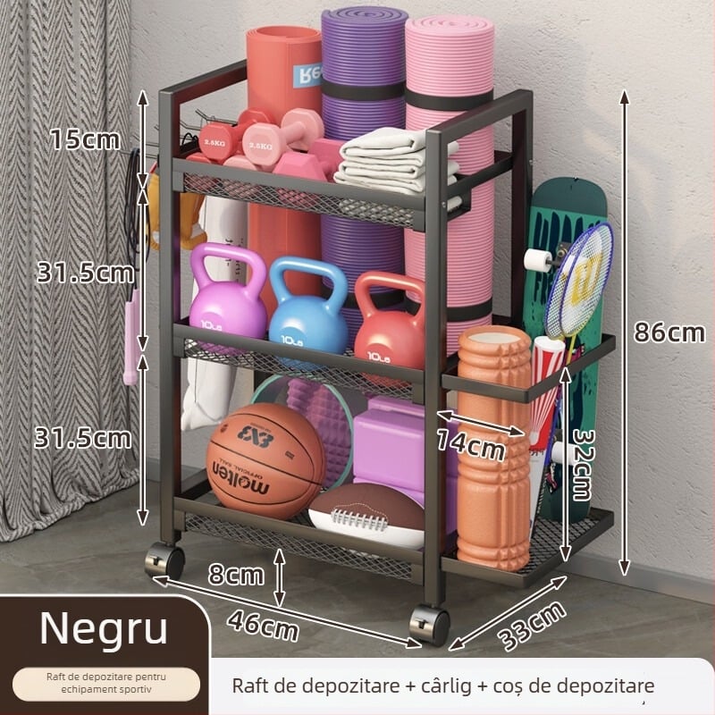 Coș de depozitare pentru echipamente fitness, model ZA, construcție din fier, stil minimalist, 1 bucată