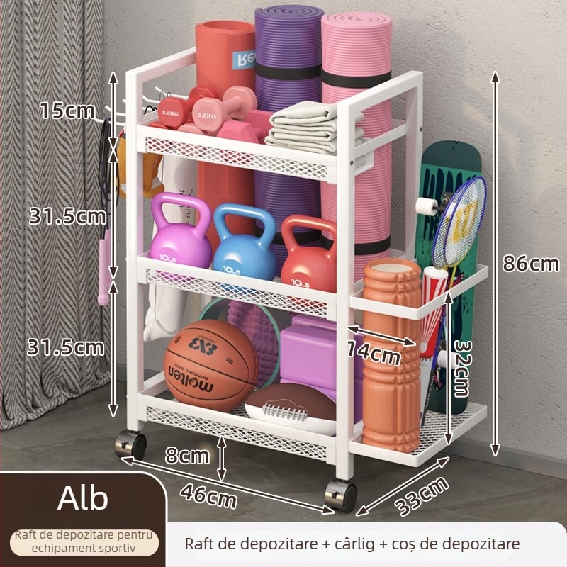 Coș de depozitare pentru echipamente fitness, model ZA, construcție din fier, stil minimalist, 1 bucată