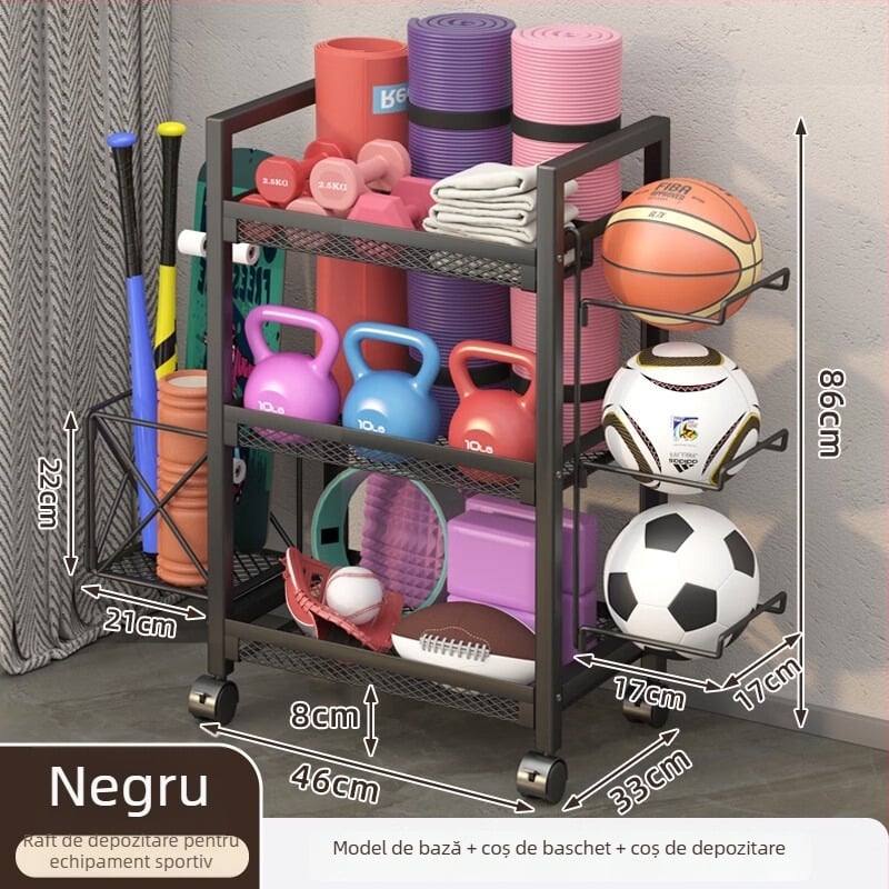 Coș de depozitare pentru echipamente fitness, model ZA, construcție din fier, stil minimalist, 1 bucată