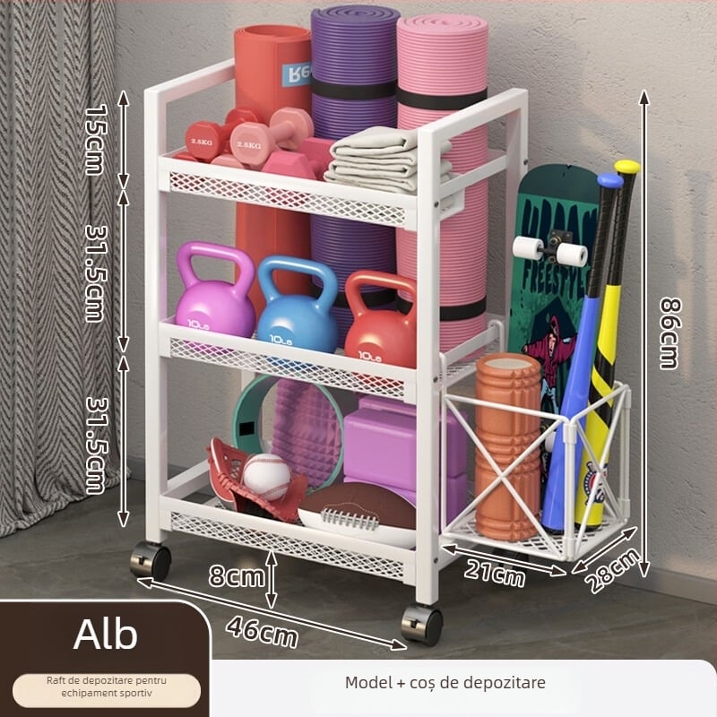 Coș de depozitare pentru echipamente fitness, model ZA, construcție din fier, stil minimalist, 1 bucată