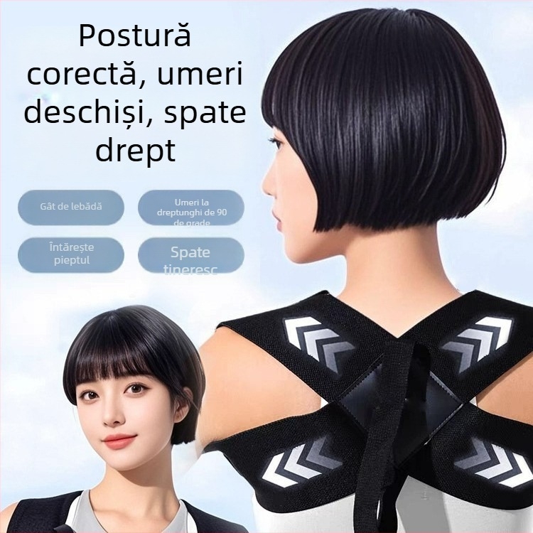 Curea pentru corectarea posturii spatelui, din fibre de poliester, protecție pentru umeri, universală, potrivită pentru yoga