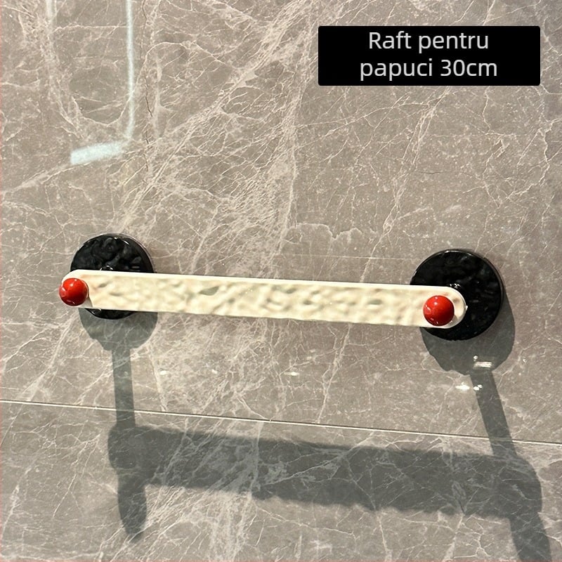 Raft de baie pentru papuci, montat pe perete, fără găuri, cu drenaj, 1 nivel, finisaj vopsit la cuptor, model 985