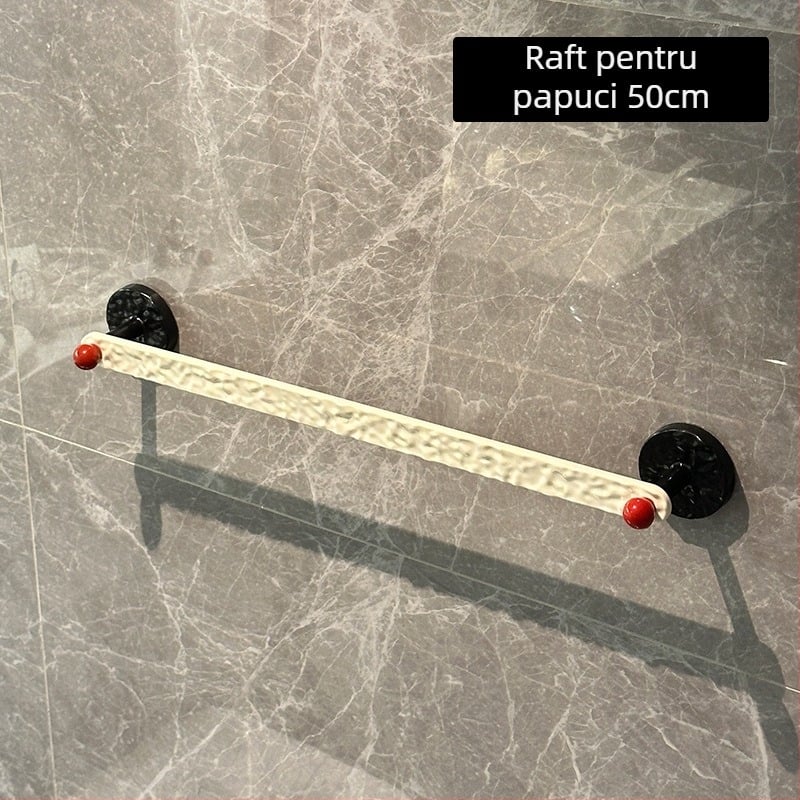 Raft de baie pentru papuci, montat pe perete, fără găuri, cu drenaj, 1 nivel, finisaj vopsit la cuptor, model 985