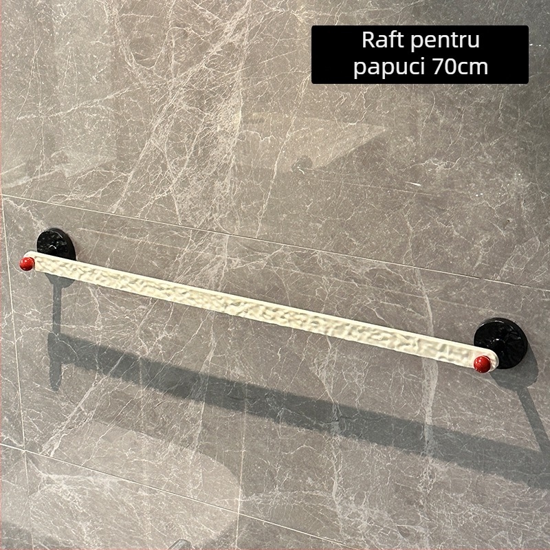 Raft de baie pentru papuci, montat pe perete, fără găuri, cu drenaj, 1 nivel, finisaj vopsit la cuptor, model 985