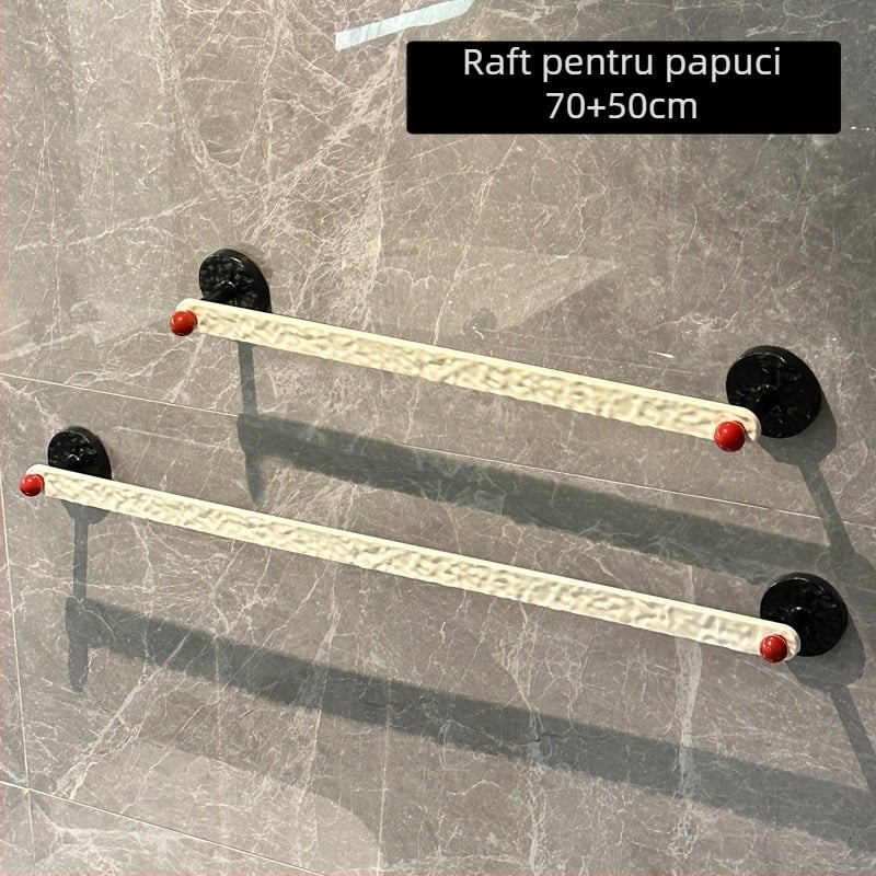 Raft de baie pentru papuci, montat pe perete, fără găuri, cu drenaj, 1 nivel, finisaj vopsit la cuptor, model 985