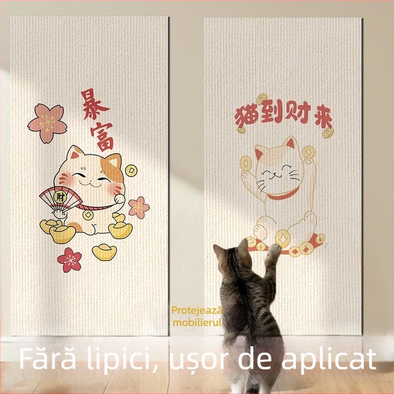 Panou de zgâriere pentru pisici, suprafață întărită rezistentă la zgârieturi, autocolant vertical imprimat pentru protecția mobilierului. Marca: Other; Material: Other; Stil: Simplu; Import: Nu