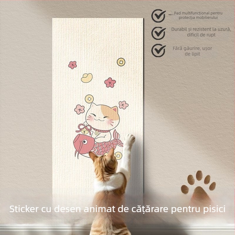 Panou de zgâriere pentru pisici, suprafață întărită rezistentă la zgârieturi, autocolant vertical imprimat pentru protecția mobilierului. Marca: Other; Material: Other; Stil: Simplu; Import: Nu