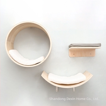 Aventurine Cadr de escaladare pentru pisici montat pe perete din lemn, cu platformă de sărit, coloană de escaladare, design compact, cu cuib încorporat și placă de zgâriere