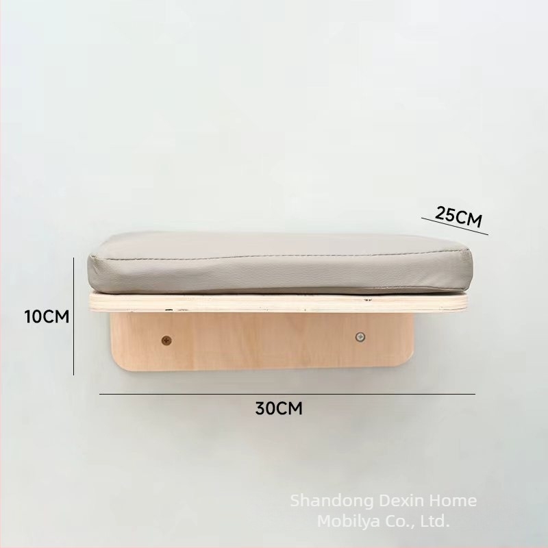 Aventurine Cadr de escaladare pentru pisici montat pe perete din lemn, cu platformă de sărit, coloană de escaladare, design compact, cu cuib încorporat și placă de zgâriere