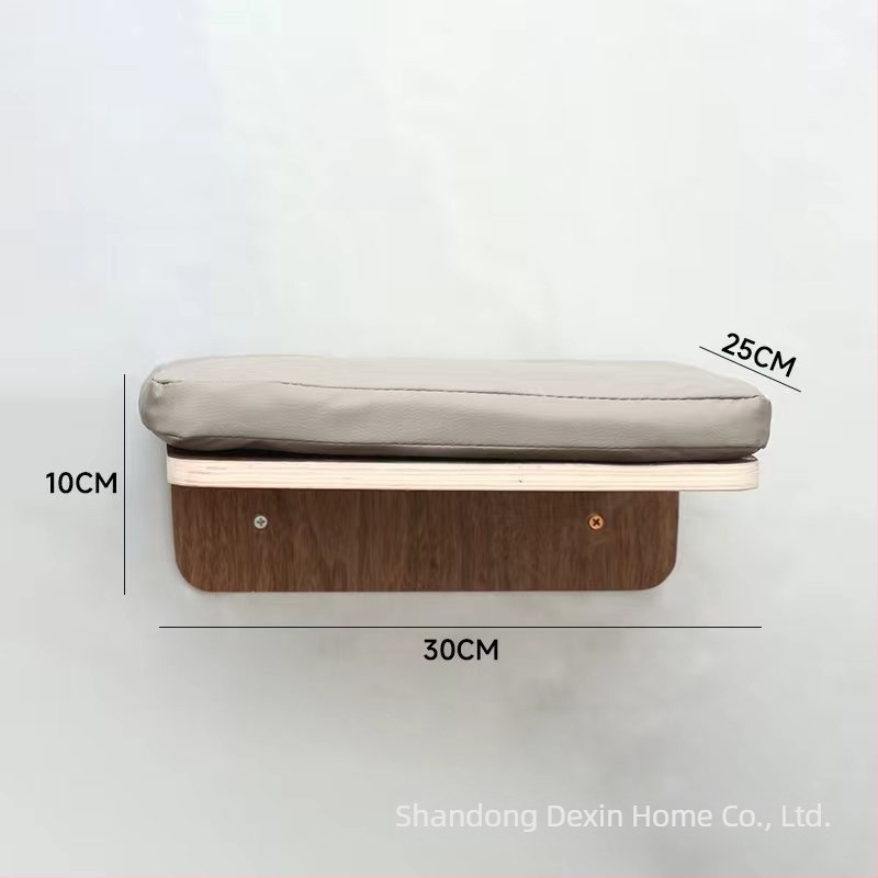 Aventurine Cadr de escaladare pentru pisici montat pe perete din lemn, cu platformă de sărit, coloană de escaladare, design compact, cu cuib încorporat și placă de zgâriere