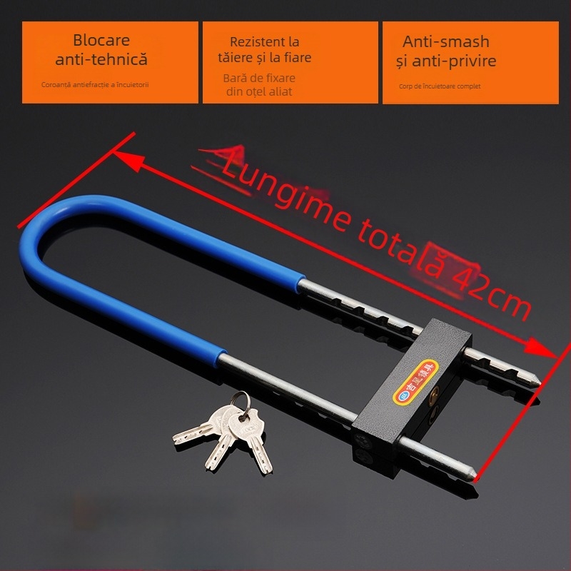 Încuietoare în formă de U pentru uși din sticlă și magazine de motociclete — oțel aliaj, marca Shunde Yi, greutate 660–950 g, stil Light Luxury.