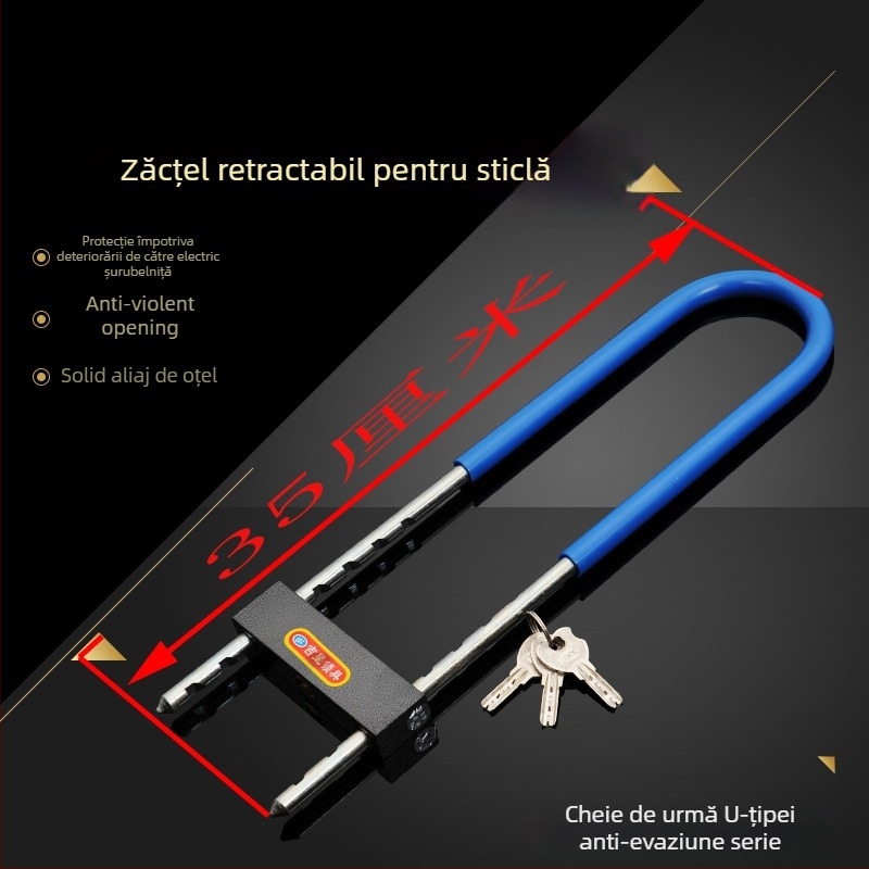 Încuietoare în formă de U pentru uși din sticlă și magazine de motociclete — oțel aliaj, marca Shunde Yi, greutate 660–950 g, stil Light Luxury.