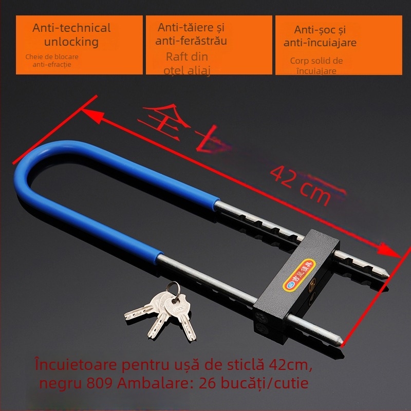 Încuietoare în formă de U pentru uși din sticlă și magazine de motociclete — oțel aliaj, marca Shunde Yi, greutate 660–950 g, stil Light Luxury.
