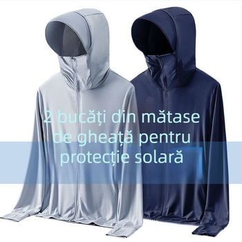 Jachetă UPF50+ din Ice Silk, pentru bărbați și femei, ușoară și respirabilă, protecție UV, pentru pescuit