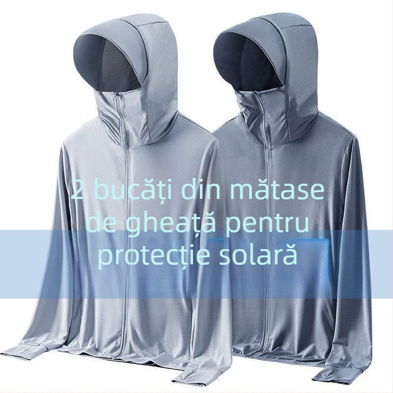 Jachetă UPF50+ din Ice Silk, pentru bărbați și femei, ușoară și respirabilă, protecție UV, pentru pescuit