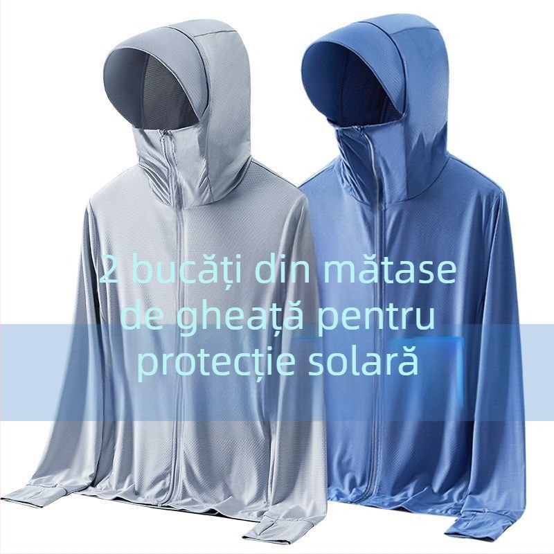 Jachetă UPF50+ din Ice Silk, pentru bărbați și femei, ușoară și respirabilă, protecție UV, pentru pescuit