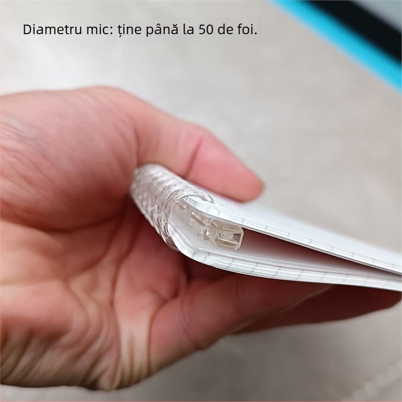 Dosar metalic cu 26 găuri, clip transparent, inele metalice și accesoriu pentru legare tip flip – dosar de evidență