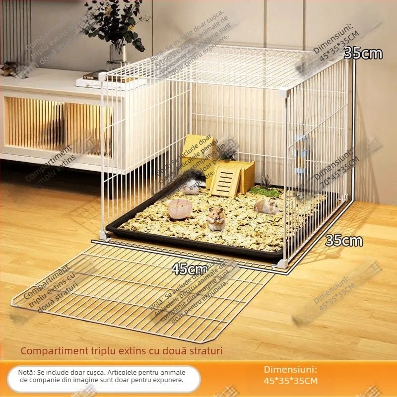 Cușcă pentru hamster, extra mare, cu platformă de peisaj pe două etaje – vilă de lux pentru hamsteri și porcușori de Guineea