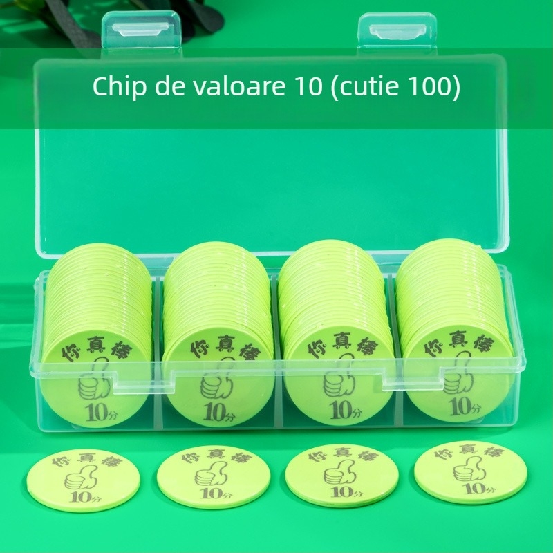 Monede de recompense din plastic și tokenuri de puncte, personalizabile, pentru activități în clasă și jocuri de șah/cu cărți