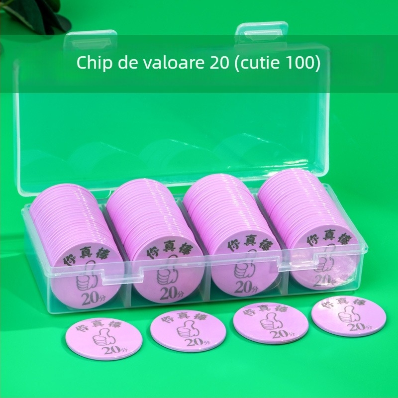 Monede de recompense din plastic și tokenuri de puncte, personalizabile, pentru activități în clasă și jocuri de șah/cu cărți