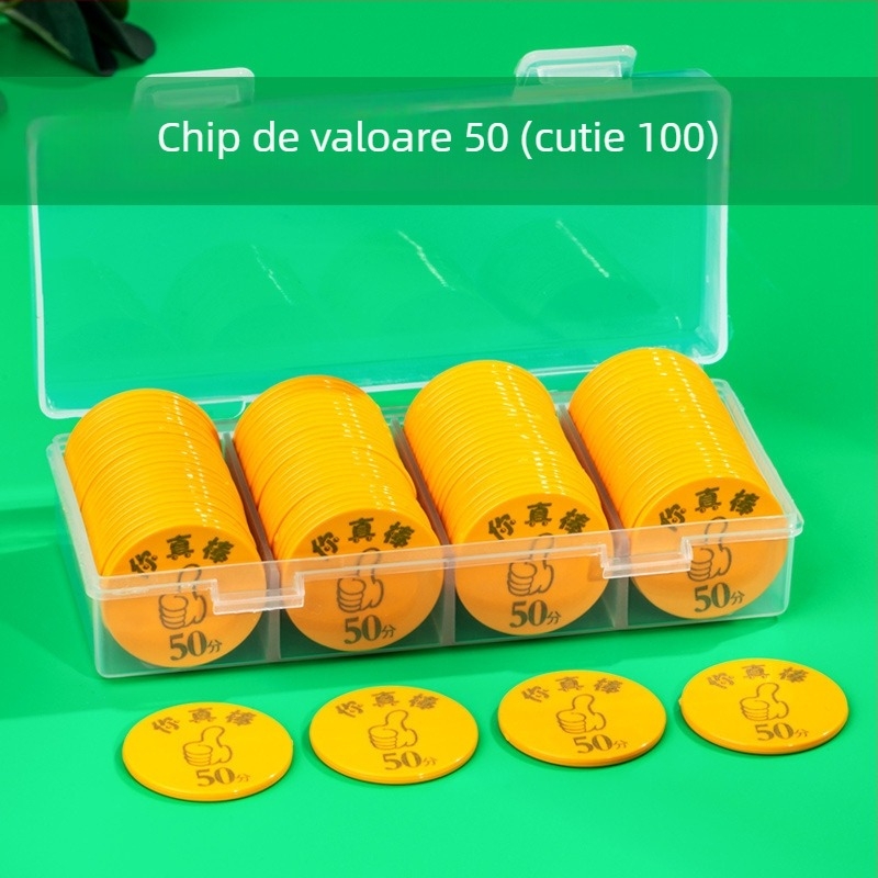 Monede de recompense din plastic și tokenuri de puncte, personalizabile, pentru activități în clasă și jocuri de șah/cu cărți