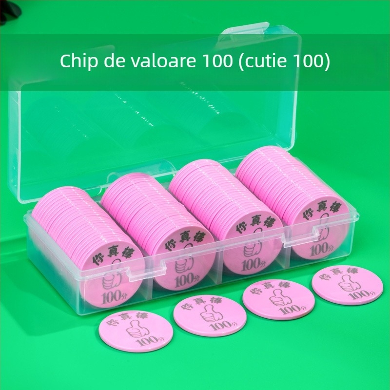 Monede de recompense din plastic și tokenuri de puncte, personalizabile, pentru activități în clasă și jocuri de șah/cu cărți