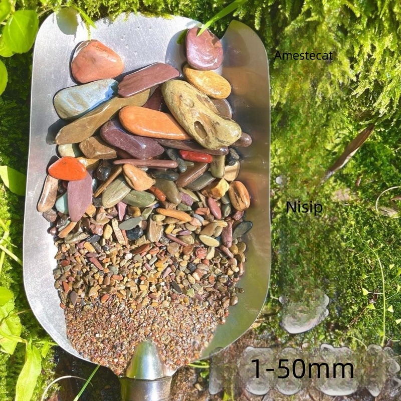 Substrat pentru acvariu – Material scoică, Stil peisaj cu mușchi, Plante simulate decorativ