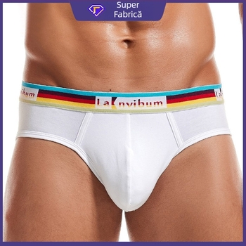 Slipuri bărbătești din bumbac, talie medie, talie-curcubeu, model solid, țesătură tricotată 40s, 95% bumbac