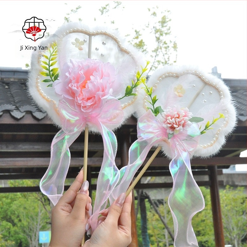 Evantai de mână, stil chinezesc, lucrat manual, ramă din plastic