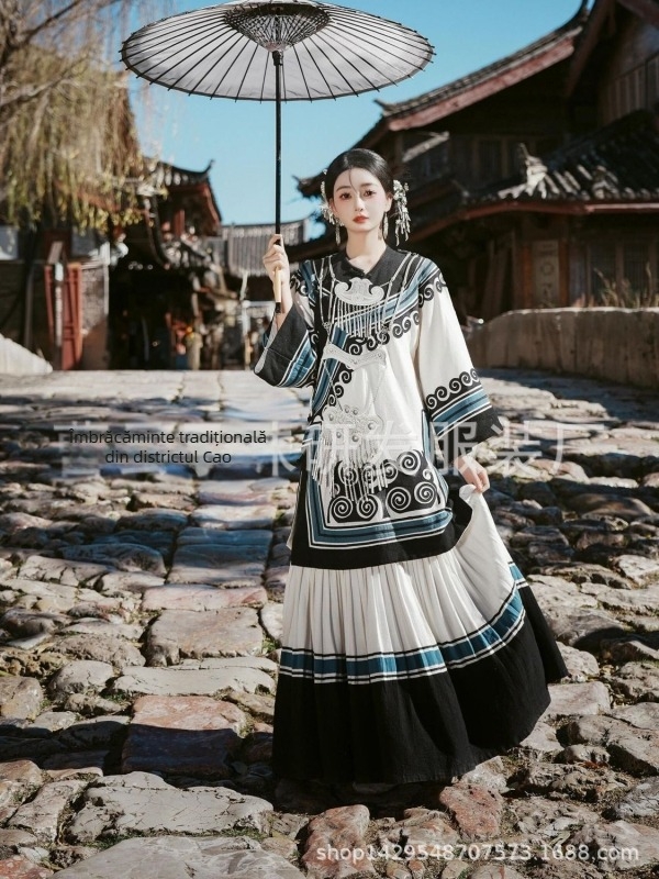 Rochie feminină în stil etnic Yi pentru ședință foto, inspirată de Miao, țesătură bumbac-poliester, fibră de poliester, Brand Yimeifang, Vara 2025, Conținutul principal al țesăturii <30%