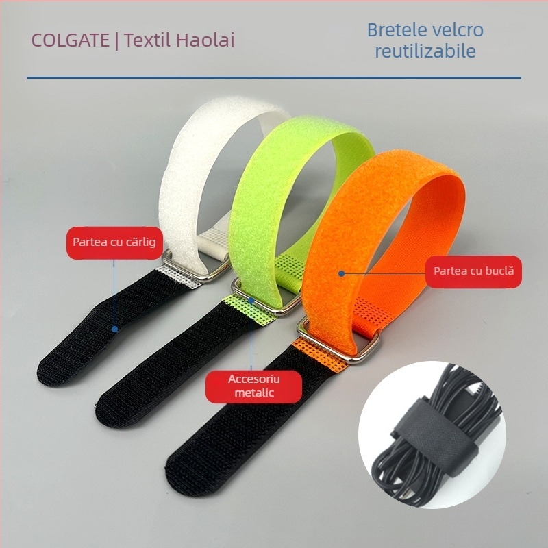 Legătură Velcro, amestec nylon-spandex, închidere Velcro, potrivită pentru pantofi, echipament de protecție, corturi și ambalare