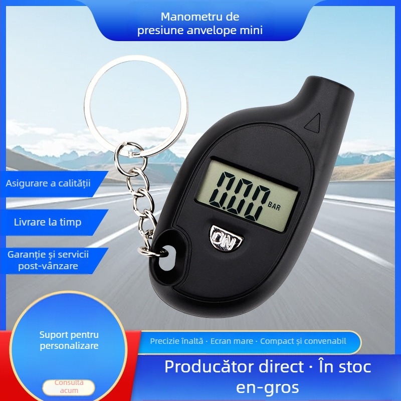 Manometru digital mini pentru presiunea pneurilor, breloc portabil, precizie 0,1 psi, interval 5–150 psi, afișaj digital, VT708