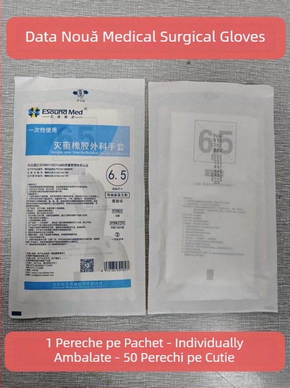 Mănuși chirurgicale sterile, de unică folosință, latex, ambalate individual