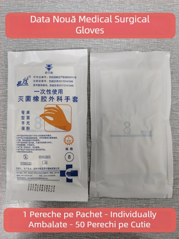 Mănuși chirurgicale sterile, de unică folosință, latex, ambalate individual