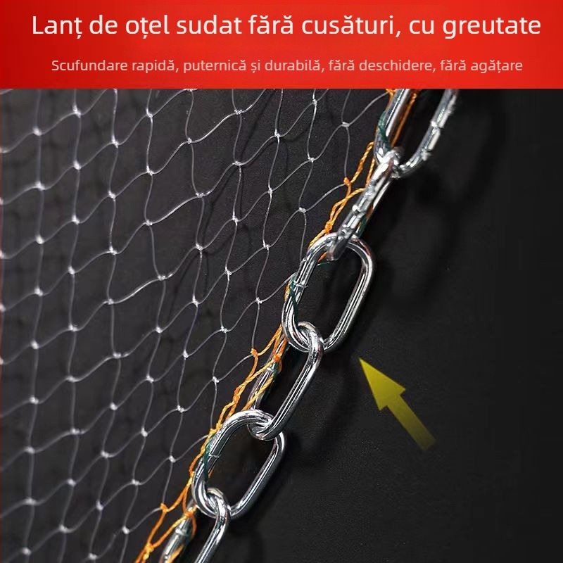 Plasă de pescuit manuală, stil Frisbee, plasă aruncată tip lanț, polietilenă-nailon